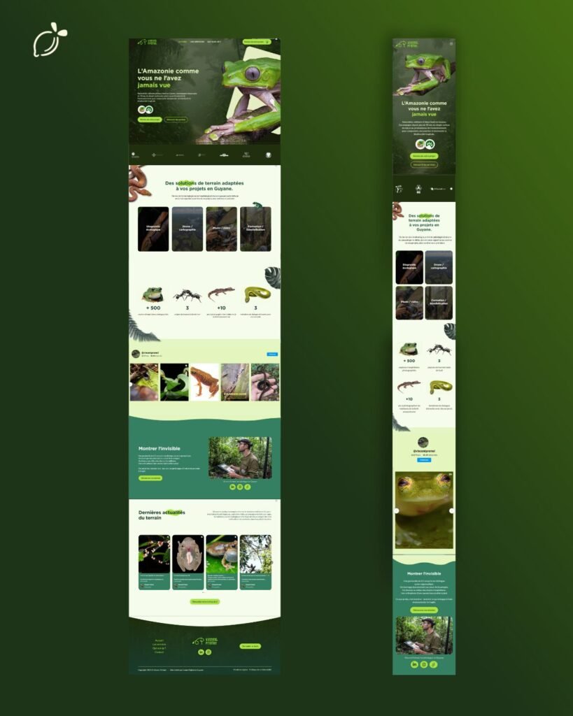 Interface du site internet Vincent Premel développé en Guyane